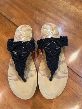 Black Braided Toe-Post Sandals by Blowfish